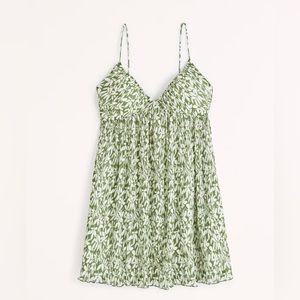 Abercrombie Plisse Ruched Babydoll Mini Dress